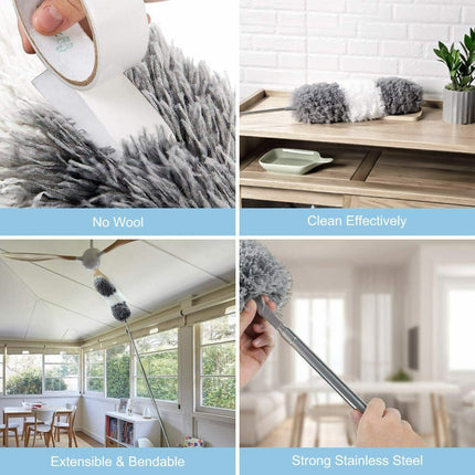 2PCS Duster Extendable Telescopic Microfibre Duster with Stainless Steel Pole.