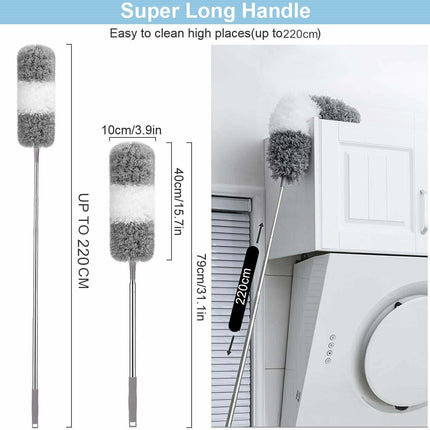 2PCS Duster Extendable Telescopic Microfibre Duster with Stainless Steel Pole.