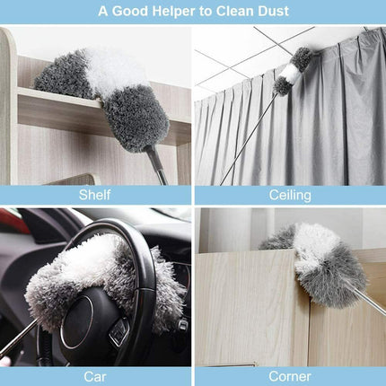 2PCS Duster Extendable Telescopic Microfibre Duster with Stainless Steel Pole.
