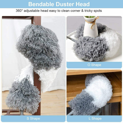 2PCS Duster Extendable Telescopic Microfibre Duster with Stainless Steel Pole.