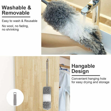 2PCS Duster Extendable Telescopic Microfibre Duster with Stainless Steel Pole.