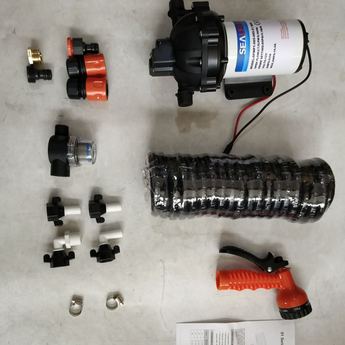 6.6GPM Washdown Pump Kit 12V Wash Pump w/ Hose Nozzle For Caravan RV Marine Boat.