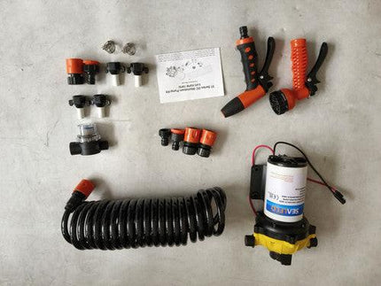 6.6GPM Washdown Pump Kit 12V Wash Pump w/ Hose Nozzle For Caravan RV Marine Boat.