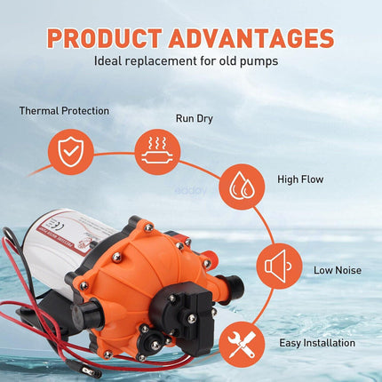 6.6GPM Washdown Pump Kit 12V Wash Pump w/ Hose Nozzle For Caravan RV Marine Boat.