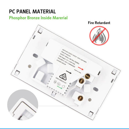 5PCS Double Power Point Dual USB+Type-C GPO Fast Charge 3.6 amp Wall Outlet.