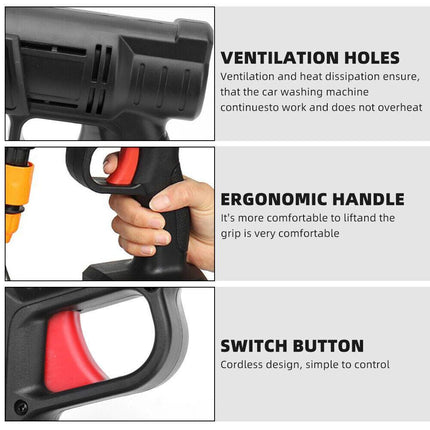 88V Cordless Electric High Pressure Washer Water Spray Gun Car Cleaner 2 Battery.