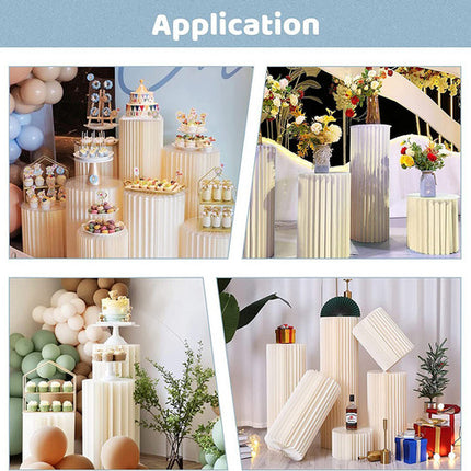 3 PCS Carboard Round Plinth Cylinder Pedestal Wedding Flower Display Stand.