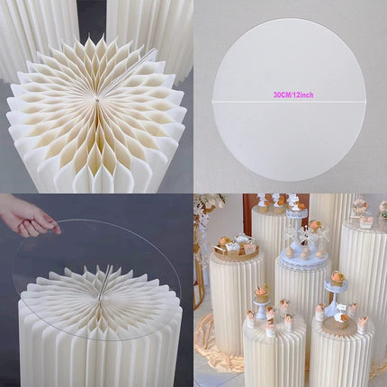 4 Hard Carboard Display Stand Round Plinth Cylinder Pedestal Wedding Flower.