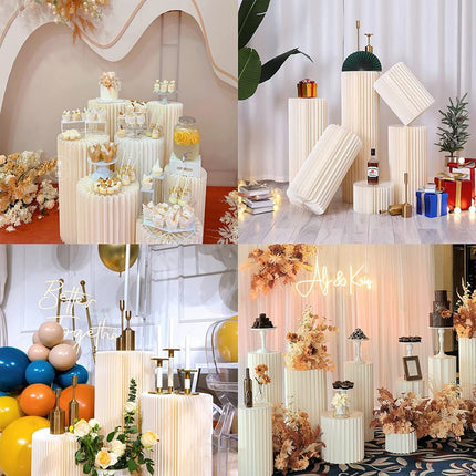 4 Hard Carboard Display Stand Round Plinth Cylinder Pedestal Wedding Flower.