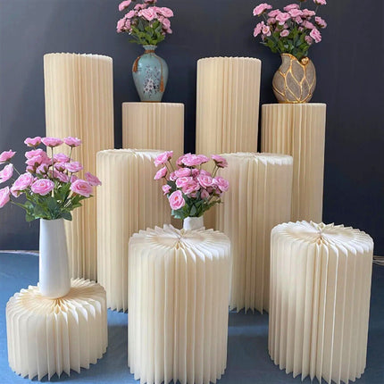 5 Hard Carboard Display Stand Round Plinth Cylinder Pedestal Wedding Flower.