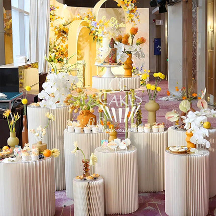 5 Hard Carboard Display Stand Round Plinth Cylinder Pedestal Wedding Flower.
