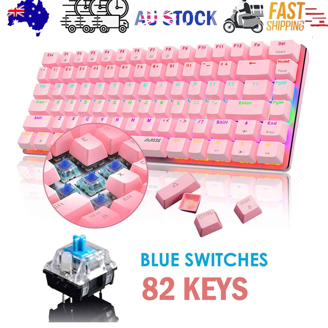 AK33 82 keys Compact Gaming Mechanical Keyboard with Anti-ghosting Keys for Game.