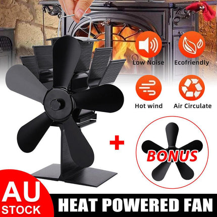 Wood Heater Fan Eco Heat Powered Self-Powered Silent for Fireplace Stove Burner.