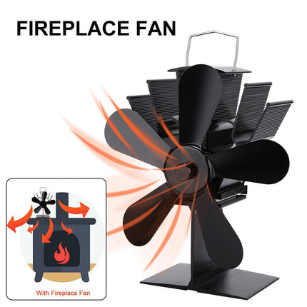 Wood Heater Fan Eco Heat Powered Self-Powered Silent for Fireplace Stove Burner.