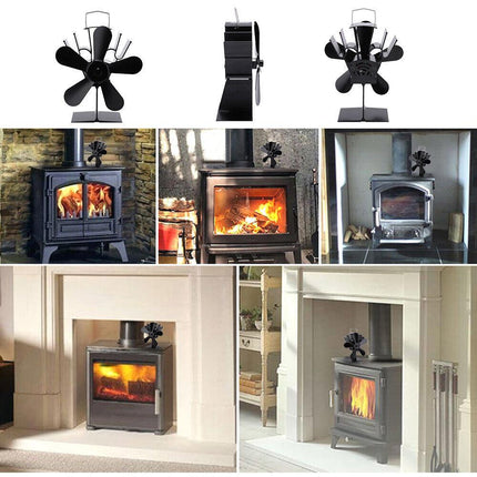 Wood Heater Fan Eco Heat Powered Self-Powered Silent for Fireplace Stove Burner.