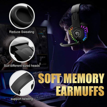 Gaming Keyboard & Mouse & Headset & Mousepad Set RGB Backlit Wired for PC Laptop.
