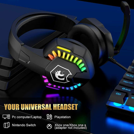Gaming Keyboard & Mouse & Headset & Mousepad Set RGB Backlit Wired for PC Laptop.