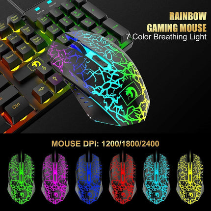 Gaming Keyboard & Mouse & Headset & Mousepad Set RGB Backlit Wired for PC Laptop.