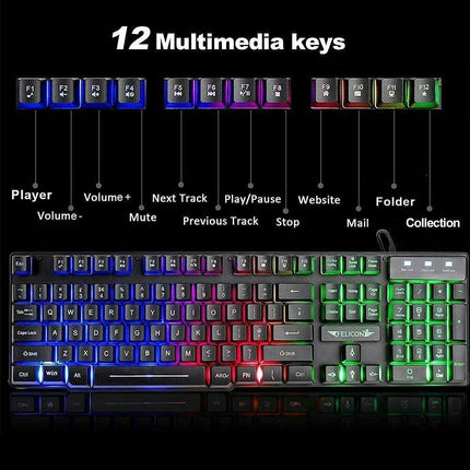 Gaming Keyboard & Mouse & Headset & Mousepad Set RGB Backlit Wired for PC Laptop.
