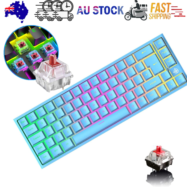 67 Keys Layout Design Mechanical Gaming Keyboard PC PS4 RGB Backlight Wired USB Blue.