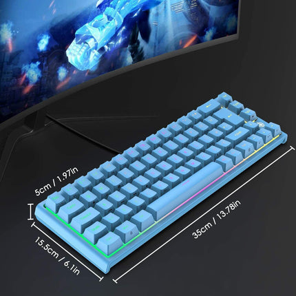 67 Keys Layout Design Mechanical Gaming Keyboard PC PS4 RGB Backlight Wired USB Blue.