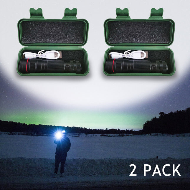 2x Mini Tactical Flashlight Small LED Torch 3 Mode Super Bright Light Clip Lamp.