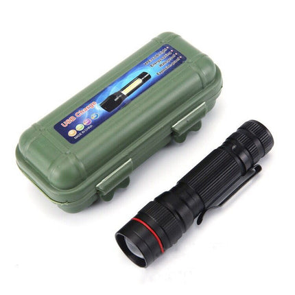 2x Mini Tactical Flashlight Small LED Torch 3 Mode Super Bright Light Clip Lamp.