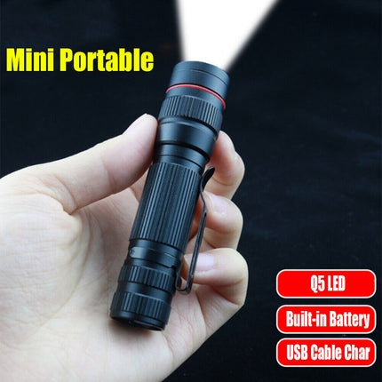 2x Mini Tactical Flashlight Small LED Torch 3 Mode Super Bright Light Clip Lamp.