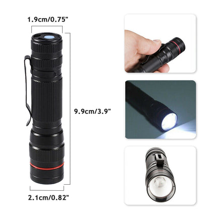 2x Mini Tactical Flashlight Small LED Torch 3 Mode Super Bright Light Clip Lamp.