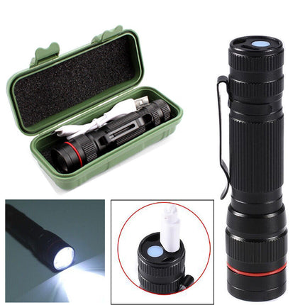 2x Mini Tactical Flashlight Small LED Torch 3 Mode Super Bright Light Clip Lamp.