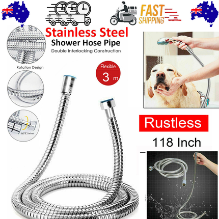 3m Shower Head Hose Stainless Steel Bathroom Flexible Tube Replacement Pipe AU.