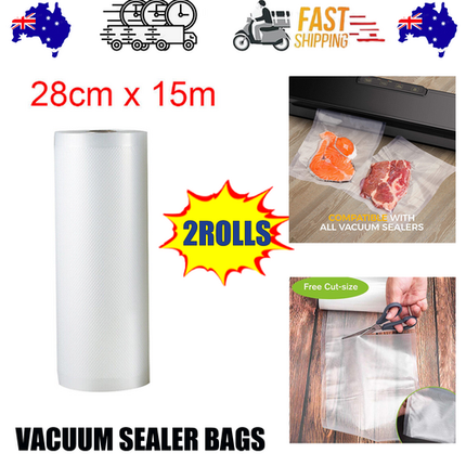 2ROLLS 25CM Vacuum Sealer Bags Rolls Vaccum Food Saver Storage Seal 6M.