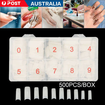 500Pcs Fake French Nail Tips White Clear Stiletto False Gel Pointy Art Acrylic.