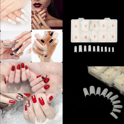500Pcs Fake French Nail Tips White Clear Stiletto False Gel Pointy Art Acrylic.