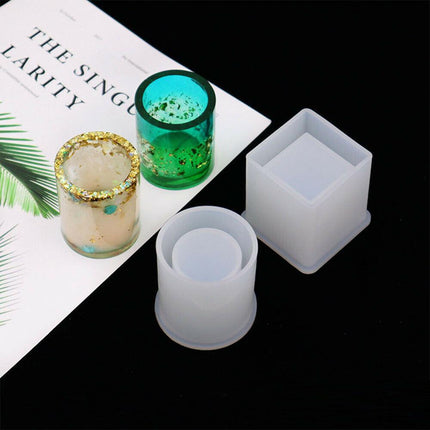 Silicone Mold Resin Epoxy Crystal Crafts Making Brush Pot Pen Holder Mould DIY.