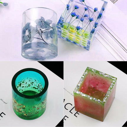 Silicone Mold Resin Epoxy Crystal Crafts Making Brush Pot Pen Holder Mould DIY.