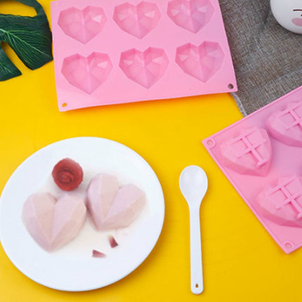 2PCS DIY 3D Fondant Mold Silicone Heart Shape Candy Cake Chocolate Mould Sugar Craft.