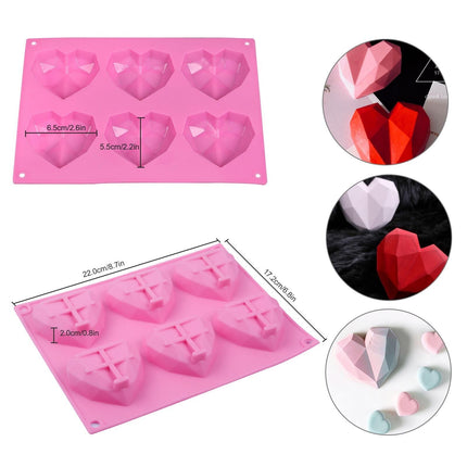 2PCS DIY 3D Fondant Mold Silicone Heart Shape Candy Cake Chocolate Mould Sugar Craft.