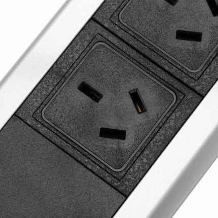Pop Up Power Point 3 Socket Plug + 2 USB Table Home Kitchen Desk Outlet.