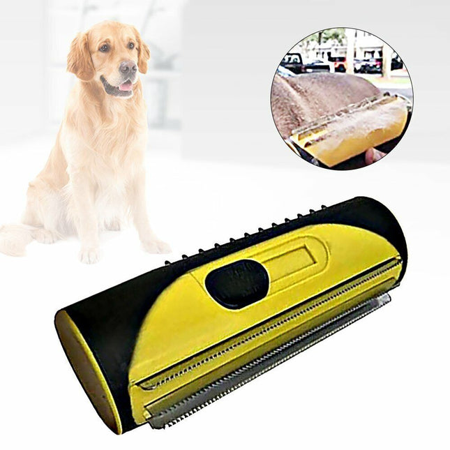 Pet Dog Cat Hair Fur Deshedding Shedding Trimmer Grooming Roll Comb Brush yellow.