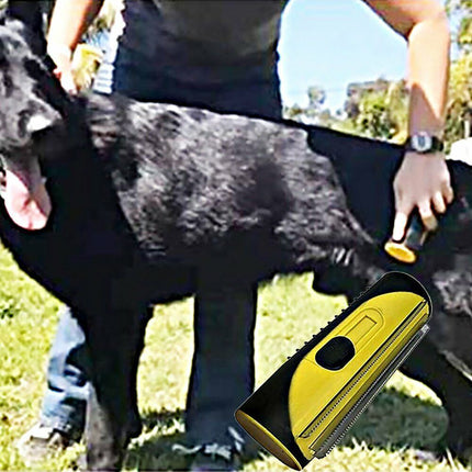 Pet Dog Cat Hair Fur Deshedding Shedding Trimmer Grooming Roll Comb Brush yellow.