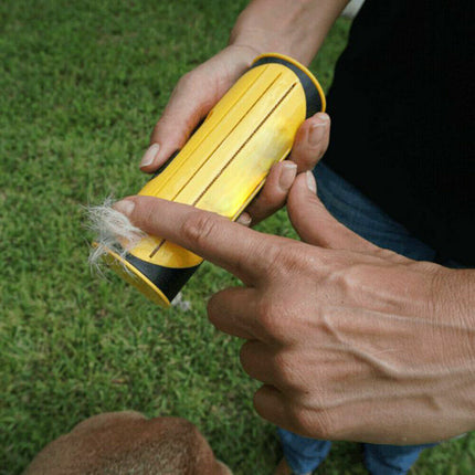 Pet Dog Cat Hair Fur Deshedding Shedding Trimmer Grooming Roll Comb Brush yellow.