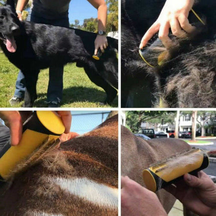 Pet Dog Cat Hair Fur Deshedding Shedding Trimmer Grooming Roll Comb Brush yellow.