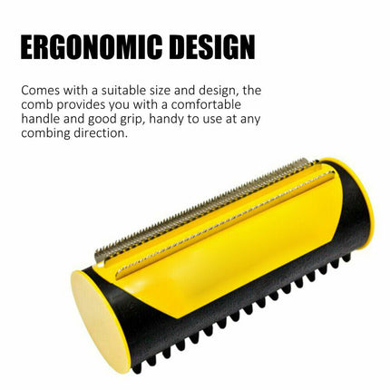 Pet Dog Cat Hair Fur Deshedding Shedding Trimmer Grooming Roll Comb Brush yellow.