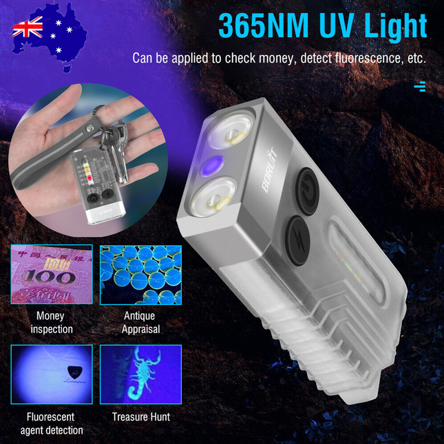 V10 LED Keychain EDC Flashlight USB Rechargeable Magnetic Torch Work Lamp.
