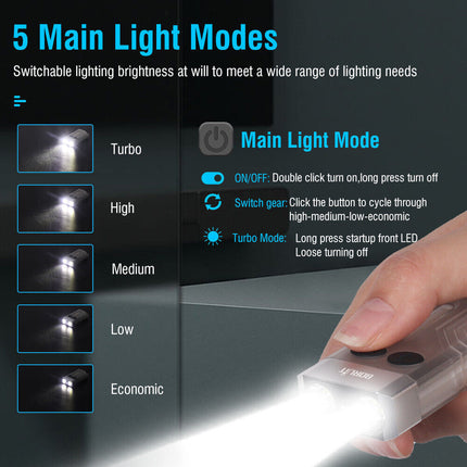 V10 LED Keychain EDC Flashlight USB Rechargeable Magnetic Torch Work Lamp.