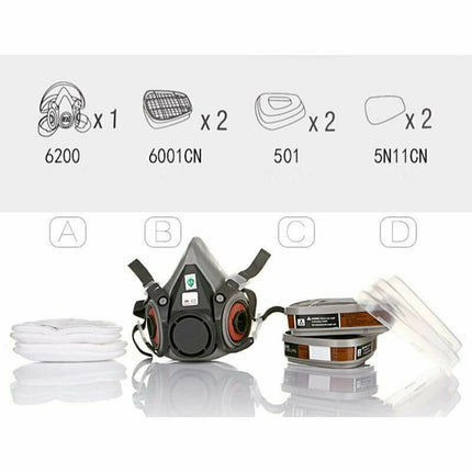 7 IN 1 Gas Mask Full Face Respirator Paint Spray Chemical Facepiece Reusable AU.