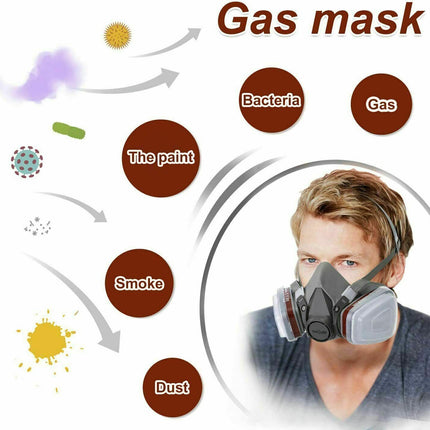 7 IN 1 Gas Mask Full Face Respirator Paint Spray Chemical Facepiece Reusable AU.