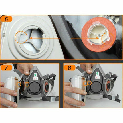7 IN 1 Gas Mask Full Face Respirator Paint Spray Chemical Facepiece Reusable AU.