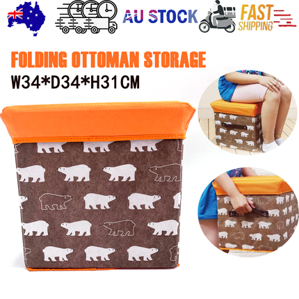 Folding Ottoman Storage Stool Cube Footstool Stool Blanket Box With Cover AU.